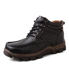 This Pernia men's boot is genuine leather, it's perfect for all-day wear. Smooth leather uppers are sure to keep feet cool and dry. The leather linings make these boots comfortable and durable. The rubber insoles provide a solid and stable base. It's an elegant, stylish, and versatile boot that can be dressed up or down. Rugged Outdoor Martin Boots With Snip Toe, Classic Outdoor Martin Boots With Round Toe, Classic Martin Boots With Round Toe For Outdoor, Rugged Leather Martin Boots For Outdoor, Casual Martin Boots With Reinforced Snip Toe, Leather Steel Toe Chukka Boots For Outdoor Work, Rugged Leather Martin Boots With Reinforced Toe, Leather Martin Boots With Reinforced Toe For Outdoor Activities, Leather Martin Boots With Reinforced Toe For Outdoor