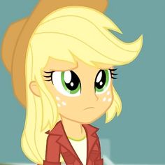 a cartoon girl with blonde hair and green eyes looking at something in the distance while wearing a red blazer