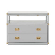 Barrett 2 Drawer Nightstand, Grey & Gold - Pure Salt Shoppe Nightstand Painted, Painted Fox, Bedside Table Grey, Gray Nightstand, Style Nightstand, Cama King, Mcgee & Co, 2 Drawer Nightstand, Pull Handles