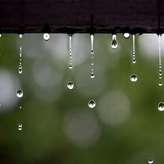 drops of water are hanging from the gutter