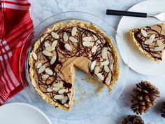 there is a pie with nuts on it