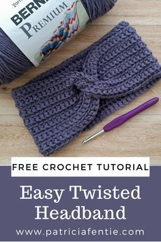 the crochet headband is made with yarn