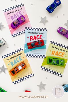 Race Car Class Valentine Cards Souvenirs Birthday Kids, Car Valentine, Candy Booth, Birthday Party Souvenirs, Class Party Favors, Classroom Valentine Cards, Classmates Gifts