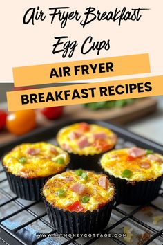 air fryer breakfast egg cups on a cooling rack