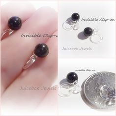 Made to order, please allow up to 3 days to ship the order. Natural Black Agate 1 Pair Invisible Plastic Clip - For Non-Pierced ears. Bead Size: 6 mm Handle with care, do not pull the earpiece too far apart when putting them on. To tighten see photo/card included with purchase. Do not pull on Bead. Get the look of pieced without having your ears pierced. They are so lightweight you will forget they are there. See the picture(s) for more detail. Brand new, never worn. The additional shipping char Black Clip-on Earrings For Gift, Black Clip-on Earrings As Gift, Minimalist Adjustable Clip-on Earrings As Gift, Ears Pierced, Earring Hole, Magnetic Earrings, Types Of Packaging, Plastic Clips, Black Agate