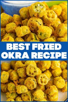 Crispy okra on two beige plates. Homemade Fried Okra, Deep Fried Okra Recipe, How To Fry Okra, Best Fried Okra Recipe, How To Fry Fresh Okra, Fried Okra Batter Recipe, Pan Fried Okra Recipe, Fresh Fried Okra Recipes