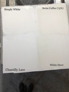 the white paint is labeled in three different colors, and it looks like they are ready to be painted