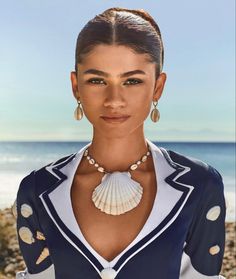 Cowrie Shell Jewelry, Zendaya Maree Stoermer Coleman, Zendaya Outfits, Marvel Photo, Zendaya Coleman, Seashell Necklace, Cowrie Shell, Shell Necklace