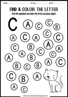 the letter c worksheet for children to learn how to read and write letters