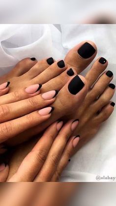 Black Toe Nails, Nagel Inspo, Toe Nail Designs, Cat Kuku, Bridal Nails, Manicure Y Pedicure, Chic Nails, Square Nails, Black Nails