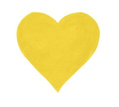 a yellow painted heart on a white background