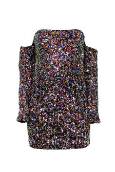 Current Boutique-Helsi - Black & Multi Color Lindsay Off-Shoulder Sequin Velvet Mini Dress Sz L Off-shoulder Mini Dress For Fall Parties, Glamorous Multicolor Sequin Dress For Party Season, Embellished Multicolor Mini Dress, Strapless Off Shoulder Sequin Dress For Party, Embellished Multicolor Sequin Mini Dress, Glamorous Off-shoulder Sequin Dress For Summer, Embellished Multicolor Mini Sequin Dress, Summer Cocktail Off-shoulder Sequin Dress, Glamorous Multicolor Sequin Cocktail Dress