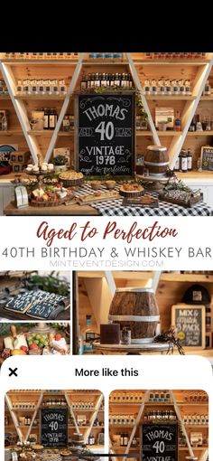 an advertisement for a birthday and whiskey bar