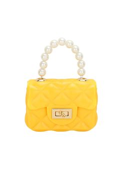 Introducing our Little Quilted Jelly Fold-Over Bag - the perfect blend of style and functionality! Featuring a 47" detachable pearl handle, easily customize your look by adding another strap. The compact size of 6.5" X 3.5" X 2.5" makes it the perfect on-the-go accessory. Plus, the clasp closure keeps all your belongings secure. Versatility and convenience, all in one! Orange And Purple, Trending Accessories, Yellow White, Purple And Black, All In One, Orange Black, Jelly, Bag Sale, Pink And Orange