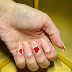 15 Cute Strawberry Nail Design Ideas Beautiful Dawn Designs Nails Bday, Strawberry Nail Designs, Map Nails, Strawberry Nail, Strawberry Nails, Fruit Nails, Nails Cute