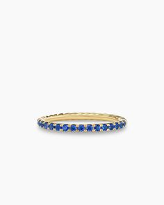 David Yurman | Cable Collectibles Stack Ring in 18K Yellow Gold with Pavé, 2mm Vintage Sapphire Ring, Light Blue Sapphire, David Yurman Ring, Family Rings, Stack Ring, Blue Sapphire Rings, Blue Rings, High Jewelry, David Yurman