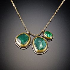 Two Tourmaline and Emerald Necklace Contemporary Jewellery Necklace, Magnificent Jewels, Journey Pendant, Art Jewelry Contemporary, Hammered Band, Gem Necklace, Emerald Necklace, Gold Necklaces, Emerald Jewelry