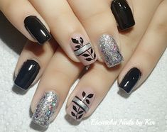 Nail Designs With Black, Minimal Nails Art, Acrylic Toes, Minimal Nails, Pretty Nail Art Designs, Great Nails, White Details