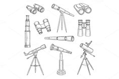 a set of different types of telescopes