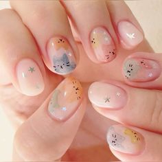 Korean Jelly Nails Summer, Goldfish Nails, Korean Nails Short, Delicate Nail Art, Nail 2022, Nail Looks, Cute Nail Art Designs