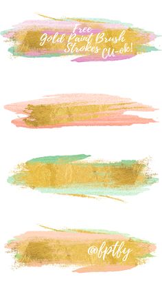 three watercolor brush strokes with the words gol, good, and sparkle on them