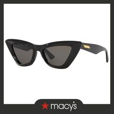 in stock Luxury Matte Black Cat Eye Sunglasses, Designer Polarized Cat Eye Sunglasses, Designer Cat Eye Sunglasses With Polarized Lenses, Luxury Black Cat Eye Sunglasses, Designer Matte Black Sunglasses For Evening, Designer Black Cat Eye Sunglasses, Women's Sunglasses, Bottega Veneta, Sunglasses Women