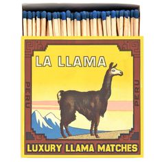 a pack of matches with an image of a llama