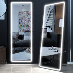 PRICES MAY VARY. 🔥SPECIFICATION - 65" x 22" LED lighted mirror, multi-layered for more protection. Adopt 21 LED beads strip, energy-efficient with 50,000hours lifetime and Aluminum Alloy frame with original edge-sealing technology, lasting and more durable. 🔥3 COLOR & ADJUST BRIGHTNESS - The brightness and light temperature of this mirror are controlled by a smart touch button. Short press the touch switch to change the color temperature into white light, warm light, and yellow light. Long pre Full Length Mirror With Lights, Free Standing Mirror, Light Temperature, Lights Bedroom, Lighted Mirror, Contemporary Mirror, Luxurious Bedroom, Body Mirror, Hanging Wall Mirror