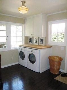 a washer and dryer in a small room