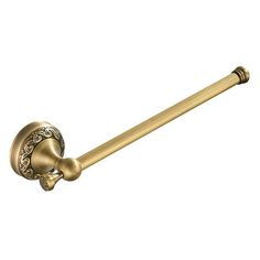 an antique style brass toilet roll holder