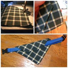 four pictures show how to sew a tie