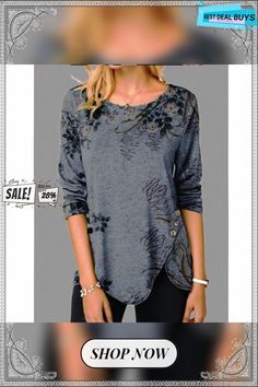 Women's Shirt Blouse Black Yellow Blue Floral Button Print Long Sleeve Daily Weekend Streetwear Casual Round Neck Regular Floral S Blue Crew Neck Blouse With Buttons, Gray Long Sleeve Blouse With Buttons, Gray Long Sleeve Tops With Buttons, Fall Crew Neck Blouse With Buttons, Gray Shirt With Button Closure, Floral Long Sleeve Shirt, Streetwear Casual, Women Shirts Blouse, Casual Streetwear