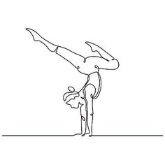 a continuous drawing of a person doing a handstand