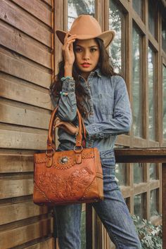 Lavawa Concealed Carry Embossed Concho Studs Tote Handbag Purse of lavawa-shopify – LAVAWA Western Tote Bags, Boho Handbag, Concealed Carry Purse, Boho Handbags, Tan Handbags, American Western, Tan Bag, Western Cowgirl, Beauty Style