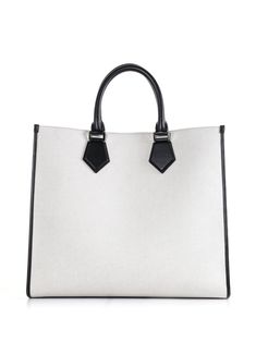 40% Cotton 35% Lino 05% Viscose 20% Calf | Dolce & Gabbana Men's Canvas Shopping Bag in Ivory/Black | SS23 Elegant Rectangular Canvas Bag For Errands, Elegant Large Capacity Canvas Bag For Shopping, Classic Rectangular Canvas Bag For Errands, Chic Canvas Shopping Bag, Elegant Canvas Bag With Top Handle For Shopping, Elegant Top Handle Canvas Bag For Shopping, Elegant Canvas Shopping Bag With Top Carry Handle, Elegant Canvas Tote Bag For Errands, Elegant Canvas Bag With Top Carry Handle For Errands