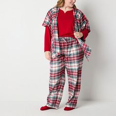 # Pieces In Set: 4Included: 1 Pajama Pant(s), 1 Pair(s) of Socks, 1 Wrap, 1 Pajama Top(s)1st Piece Description: Top1st Piece Apparel Length: 27.5 Inches1st Piece Fabric: Jersey1st Piece Fiber Content: 57% Cotton, 38% Rayon, 5% Spandex1st Piece Care: Machine Wash, Tumble Dry2nd Piece Description: Pants2nd Piece Closure Type: Drawstring2nd Piece Inseam: 31 In2nd Piece Pockets: 2 Side Slip Pocket(s)2nd Piece Apparel Length: 43.5 Inches2nd Piece Fabric: Flannel2nd Piece Fiber Content: 100% Cotton2n… Pajama Set White, Cable Knit Socks, Pajama Pant, Pajama Top, Crew Neck Top, Pajama Sets, Knit Socks, Liz Claiborne, Knitting Socks