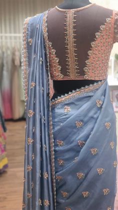 Neted Blouse Designs Latest, Sarees Blouse Designs, Sarees Party Wear, Blouse Designs High Neck, Saree Blouse Neck Designs, New Saree Blouse Designs, Sari Blouse Designs, Latest Designer Sarees, Indian Saree Blouses Designs