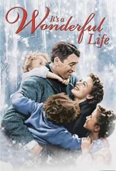 a movie poster for it's wonderful life with two people hugging each other in the snow