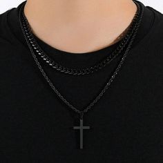 Wear Your Faith. Express Your Style! Discover the perfect blend of style and symbolism with our Double Layer Cross Pendant Charm Necklace. Crafted with precision and care, this dynamic accessory adds a touch of contemporary elegance to your wardrobe while allowing you to showcase your faith in a meaningful way. Key Features at a Glance Made from high-grade surgical stainless steel material. Unique double-layer design featuring a thick chain choker and a slim long chain. Symbolic cross charm pend Layered Crosses, Cross Charm Necklace, Masculine Design, Choker Style, Layer Design, Silver 925 Necklace, Fancy Jewelry, Luxury Gift Box, Leather Gifts