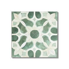 a green and white tile with an abstract design