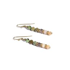 Green and Pink Opal Earrings Pisces Jewelry