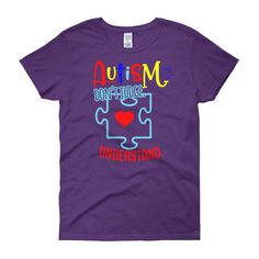 Fitted Purple Crew Neck T-shirt, Fitted Short Sleeve T-shirt With Screen Print, Purple Short Sleeve T-shirt With Text Print, Fitted Purple T-shirt With Crew Neck, Fitted Basic Pre-shrunk T-shirt, Fitted Purple Cotton T-shirt, Purple Tops, Mothers Day Wreath, Making Shirts