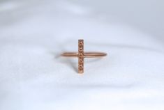 14K Rose Gold Spiked Bar Ring Bar Ring, Layer Style