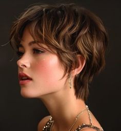 Long Pixie Shag Haircut, Hermes 2024, Short Shaggy Haircuts, Curly Pixie Haircuts, Short Dark Hair, Short Haircut Styles