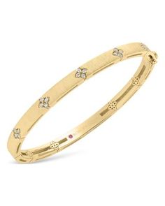 Roberto Coin 18K Yellow Gold Love in Verona Diamond Flower Bangle, 0.15 ct. t.w. Roberto Coin, Diamond Flower, Verona, Jewelry Accessories, Coin, Bangles, Buy Online, In Store, Yellow Gold