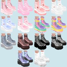 the shoes are all different colors and sizes