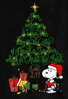 a snoopy christmas tree with presents under it and the words for anyone who wants to give