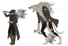 Werewolf Drawing, Blood Hunter, Bloodborne Art, Dungeons And Dragons Characters, Bloodborne, Concept Art Drawing