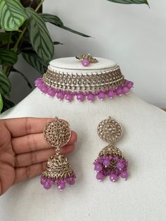 Lightweight kundan choker necklace set with tikka and earrings. Comes in 4 beautiful colours. Goes with traditional Indian dress , saree or western dress.    Necklace size- one size  Necklace width- 1 inches approximately  Earrings length - 2.5 inches  Tikka width- 1.5 inches approximately  Style tip- ----------- Pair it with any beautiful traditional outfits  and flaunt with Unique style of collection from us. Perfect match for Festival and Traditional wear.  Take Care Tips-  ---------------- K Adjustable Kundan Necklace In Bollywood Style, Adjustable Silver Kundan Necklace, Adjustable Bollywood Style Kundan Necklace, Bohemian Kundan Choker Jewelry, Adjustable Kundan Necklace With Meenakari, Adjustable Kundan Bollywood Jewelry, Adjustable Chandbali Jewelry With Stone Work, Kundan Jewellery Set, Traditional Indian Dress