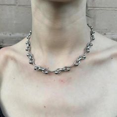 Ball Chain Wave Choker Necklace - h0neybear